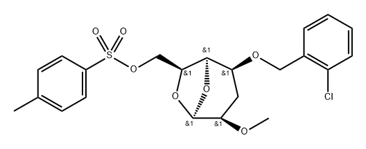 .beta.-L-manno-Heptopyranose, 1,6-anhydro-4-O-(2-chlorophenyl)methyl-3-deoxy-2-O-methyl-, 7-(4-methylbenzenesulfonate) Struktur