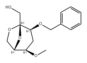 .beta.-L-ribo-2-Heptulopyranose, 2,7-anhydro-4-deoxy-5-O-methyl-3-O-(phenylmethyl)- Struktur