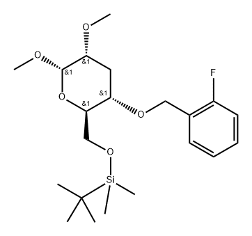 .alpha.-D-ribo-Hexopyranoside, methyl 3-deoxy-6-O-(1,1-dimethylethyl)dimethylsilyl-4-O-(2-fluorophenyl)methyl-2-O-methyl- Struktur