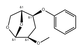 .beta.-D-ribo-Hexopyranose, 1,6-anhydro-3-deoxy-2-O-methyl-4-O-phenyl- Struktur