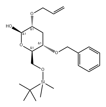 .beta.-D-ribo-Hexopyranose, 3-deoxy-6-O-(1,1-dimethylethyl)dimethylsilyl-4-O-(phenylmethyl)-2-O-2-propenyl- Struktur