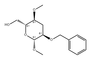 .beta.-ribo-Hexopyranoside, methyl 3-deoxy-4-O-methyl-2-O-(phenylmethyl)- Struktur