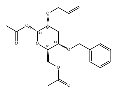 .alpha.-D-ribo-Hexopyranose, 3-deoxy-4-O-(phenylmethyl)-2-O-2-propenyl-, diacetate Struktur