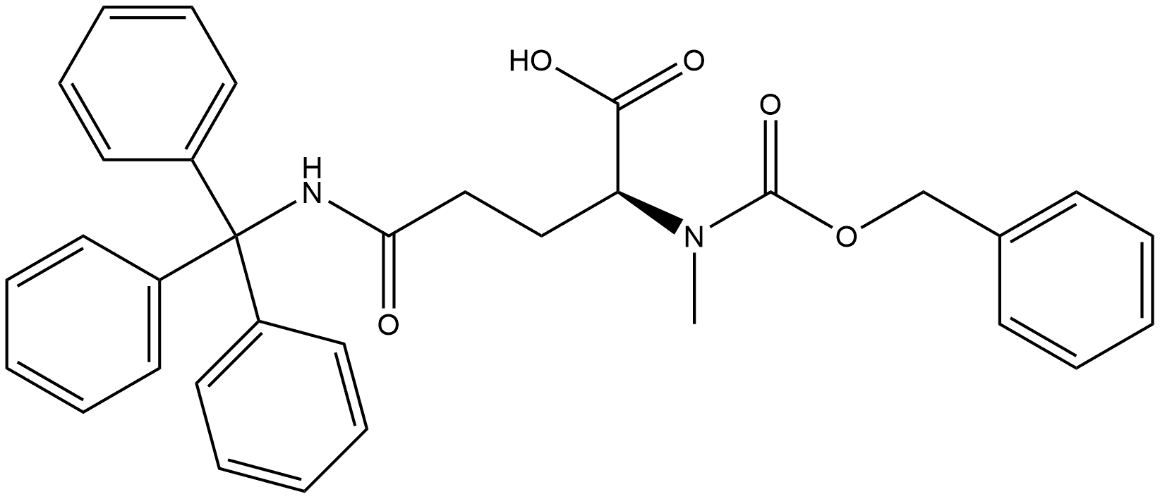 N-Alpha-Carbobenzoxy-N-Alpha-Methyl-N-Omega- Trityl-L-Glutamine Struktur