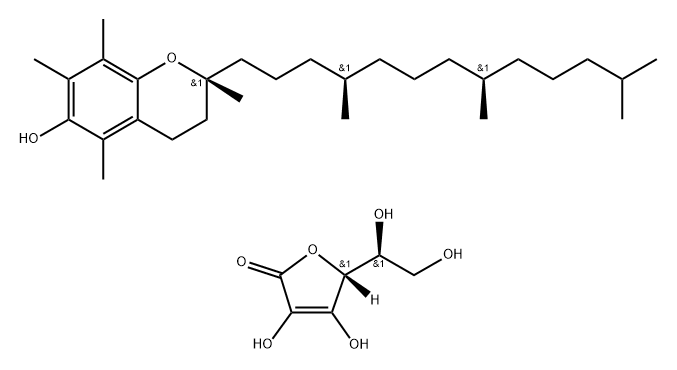 L-Ascorbic acid, mixt. with (2R)-3,4-dihydro-2,5,7,8-tetramethyl-2-[(4R,8R)-4,8,12-trimethyltridecyl]-2H-1-benzopyran-6-ol (9CI) Struktur