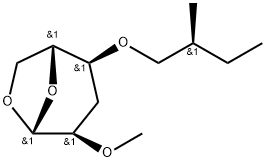 .beta.-D-ribo-Hexopyranose, 1,6-anhydro-3-deoxy-2-O-methyl-4-O-(2-methylbutyl)-, (S)- Struktur