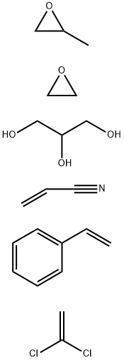 2-Propenenitrile, polymer with 1,1-dichloroethene, ethenylbenzene and methyloxirane polymer with oxirane ether with 1,2,3-propanetriol (3:1) Struktur