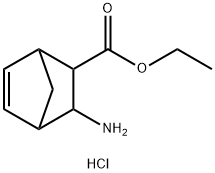 Bicyclo[2.2.1]hept-5-ene-2-carboxylic acid, 3-amino-, ethyl ester, hydrochloride (1:1) Struktur