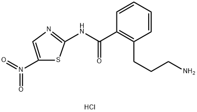 Benzamide, 2-(3-aminopropyl)-N-(5-nitro-2-thiazolyl)-, hydrochloride (1:1) Struktur