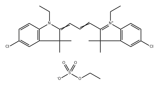 5-Chloro-2-[3-[(5-chloro-1-ethyl-1,3-dihydro-3,3-dimethyl-2H-indole)-2-ylidene]-1-propenyl]-1-ethyl-3,3-dimethyl-3H-indole-1-ium·ethylsulfate Struktur