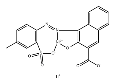 Nickelate(1-), [3-hydroxy-4-[(4-methyl-3- sulfophenyl)azo]-2-naphthalenecarboxylato(3-)]-, hydrogen Struktur