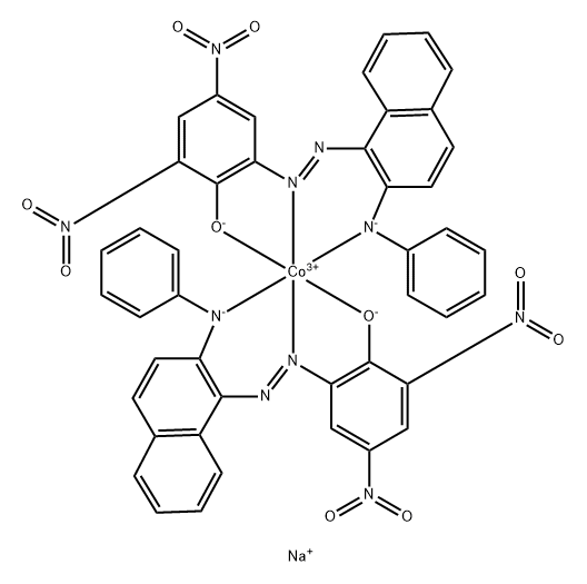 Cobaltate(1-), bis[2,4-dinitro-6-[[2-(phenylamino) -1-naphthalenyl]azo]phenolato(2-)]-, sodium Struktur