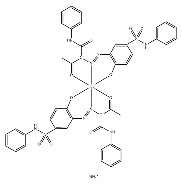 Cobaltate(1-), bis[2-[[2-hydroxy-5-[(phenylamino) sulfonyl]phenyl]azo]-3-oxo-N-phenylbutanamidato (2-)]-, ammonium Struktur