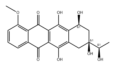 5,12-Naphthacenedione, 7,8,9,10-tetrahydro-6,8,10,11-tetrahydroxy-8-(1-hydroxyethyl)-1-methoxy-, [8S-[8α,8(S*),10α]]- (9CI) Struktur