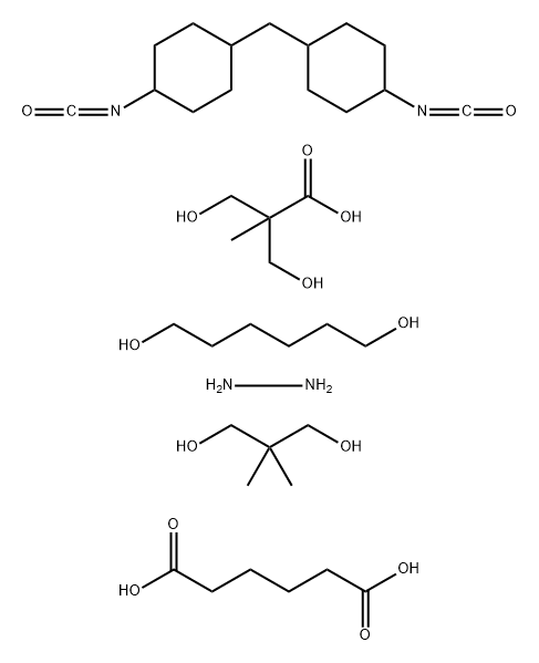 Hexanedioic acid polymer with 2,2-dimethyl-1,3-propanediol, 1,6-hexanediol, hydrazine, 3-hydroxy-2-(hydroxymethyl)-2-methylpropanoic acid and 1,1'-methylenebis(4-isocyanatocyclohexane) Struktur