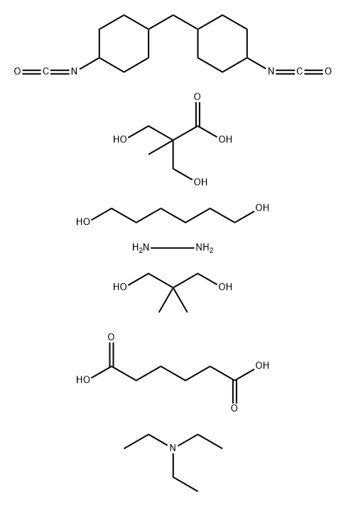 Hexanedioic acid polymer with 2,2-dimethyl-1,3-propanediol, 1,6-hexanediol, hydrazine, 3-hydroxy-2-(hydroxymethyl)-2-methylpropanoic acid and 1,1'-methylenebis[4-isocyanatocyclohexane], compd. with N,N-diethylethanamine Struktur