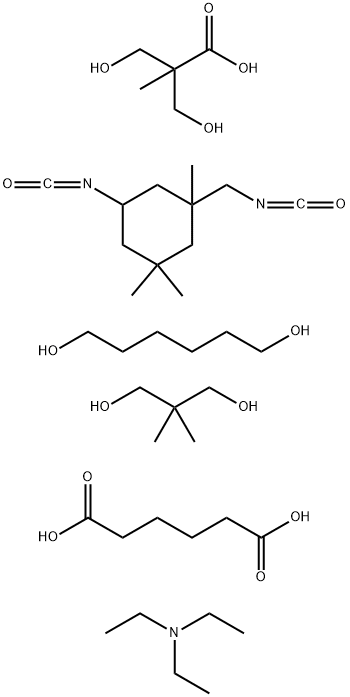 Hexanedioic acid, polymer with 2,2-dimethyl-1,3-propanediol, 1,6-hexanediol, 3-hydroxy-2-(hydroxymethyl)-2-methylpropanoic acid and 5-isocyanato-1-(isocyanatomethyl)-1,3,3-trimethylcyclohexane, compd. with N,N-diethylethanamine Struktur