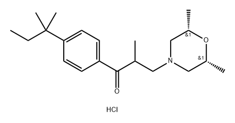 1-Propanone,3-[(2R,6S)-2,6-diMethyl-4-Morpholinyl]-1-[4-(1,1-diMethylpropyl)phenyl]-2-Methyl-, hydrochloride (1:1), rel- Struktur