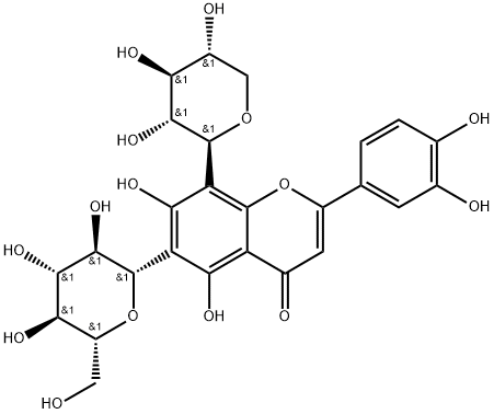 4H-1-Benzopyran-4-one, 2-(3,4-dihydroxyphenyl)-6-β-D-glucopyranosyl-5,7-dihydroxy-8-β-D-xylopyranosyl- Struktur