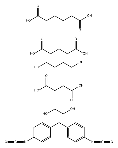 Hexanedioic acid, polymer with butanedioic acid, 1,4-butanediol, 1,2-ethanediol, 1,1-methylenebis4-isocyanatobenzene and pentanedioic acid Struktur