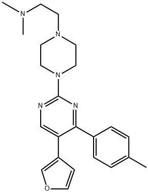 1-Piperazineethanamine, 4-[5-(3-furanyl)-4-(4-methylphenyl)-2-pyrimidinyl]-N,N-dimethyl- Struktur