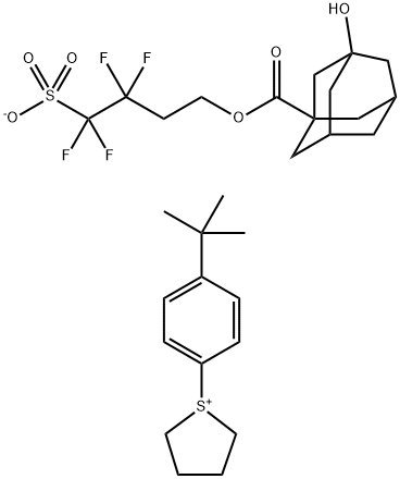 Thiophenium, 1-[4-(1,1-dimethylethyl)phenyl]tetrahydro-, salt with 3,3,4,4-tetrafluoro-4-sulfobutyl 3-hydroxytricyclo[3.3.1.13,7]decane-1-carboxylate (1:1) Struktur