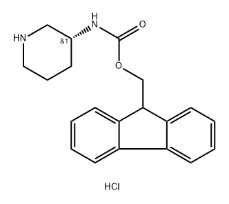 Carbamic acid, N-(3R)-3-piperidinyl-, 9H-fluoren-9-ylmethyl ester, hydrochloride (1:1) Struktur