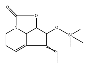 1H-2-Oxa-7a-azacyclopent[cd]inden-1-one,  4-ethylidene-2a,3,4,6,7,7b-hexahydro-3-[(trimethylsilyl)oxy]-,  [2aS-(2a-alpha-,3-alpha-,4Z,7b-alpha-)]- Struktur