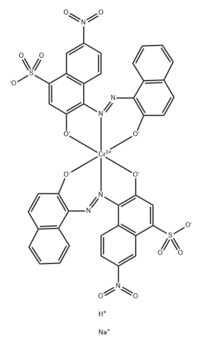 Chromate(3-), bis[3-hydroxy-4-[(2-hydroxy- 1-naphthalenyl)azo]-7-nitro-1-naphthalenesulfonato (3-)]-, sodium dihydrogen Struktur