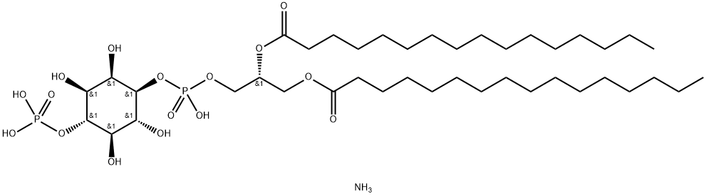 D-myo-Inositol, 1-[(2R)-2,3-bis[(1-oxohexadecyl)oxy]propyl hydrogen phosphate] 4-(dihydrogen phosphate), ammonium salt (9CI) Struktur