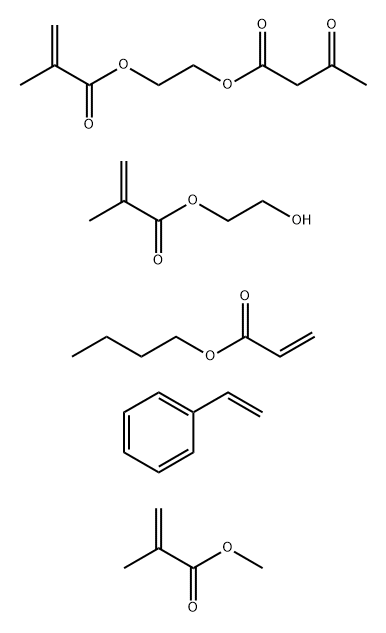 Butanoic acid, 3-oxo-, 2-(2-methyl-1-oxo-2-propenyl)oxyethyl ester, polymer with butyl 2-propenoate, ethenylbenzene, 2-hydroxyethyl 2-methyl-2-propenoate and methyl 2-methyl-2-propenoate Struktur