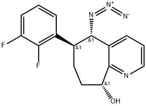 5H-Cyclohepta[b]pyridin-9-ol, 5-azido-6-(2,3-difluorophenyl)-6,7,8,9-tetrahydro-, (5S,6S,9R)- Struktur