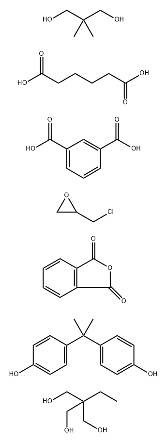 1,3-Benzenedicarboxylic acid, polymer with (chloromethyl)oxirane, 2,2-dimethyl-1,3-propanediol, 2-ethyl-2-(hydroxymethyl)-1,3-propanediol, hexanedioic acid, 1,3-isobenzofurandione and 4,4-(1-methylethylidene)bisphenol Struktur