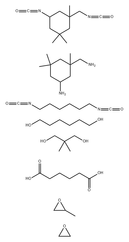 Hexanedioic acid, polymer with 5-amino-1,3,3-trimethylcyclohexanemethanamine, 1,6-diisocyanatohexane, 2,2-dimethyl-1,3-propanediol, 1,6-hexanediol, 5-isocyanato-1-(isocyanatomethyl) -1,3,3-trimethylcyclohexane, methyloxirane and oxirane, block Struktur