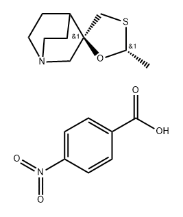 Reaction mass of (2R,2'R)-2'-methylspiro[4-azoniabicyclo[2.2.2]octane-2,5'-[1,3]oxathiolane] 4-nitrobenzoate and (2S,2'S)-2'-methylspiro[4-azoniabicyclo[2.2.2]octane-2,5'-[1,3]oxathiolane] 4-nitrobenzoate Struktur