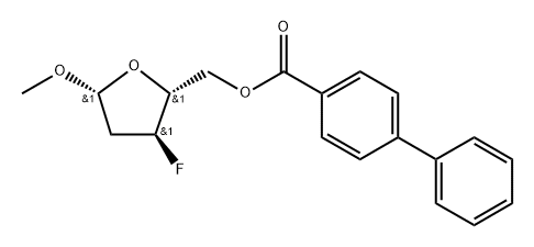 Methyl 2,3-dideoxy-3-fluoro-beta-D-erythro-pentofuranoside [1,1'-biphenyl]-4-carboxylate Struktur