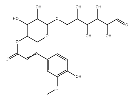 O-(4-O-feruloyl-alpha-xylopyranosyl)-(1-6)-glucopyranose Struktur