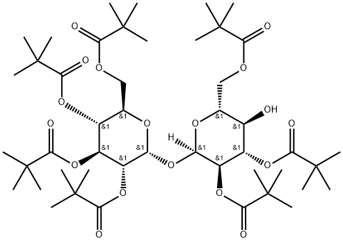 2,2',3,3',4,6,6'-Hepta-O-pivaloyl-α,α'-trehalose Struktur