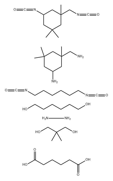 Hexanedioic acid, polymer with 5-amino-1,3,3-trimethylcyclohexanemethanamine, 1,6-diisocyanatohexane, 2,2-dimethyl-1,3-propanediol, 1,6-hexanediol, hydrazine and 5-isocyanato-1-(isocyanatomethyl) -1,3,3-trimethylcyclohexane Struktur