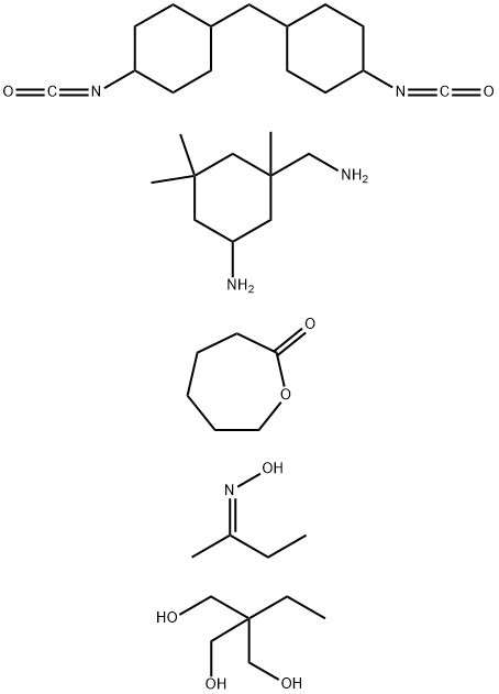 2-Oxepanone, polymer with 5-amino-1,3,3-trimethylcyclohexanemethanamine, 2-ethyl-2-(hydroxymethyl)-1,3-propanediol and 1,1'-methylenebis[4-isocyanatocyclohexane], Me Et ketone oxime-terminated Struktur