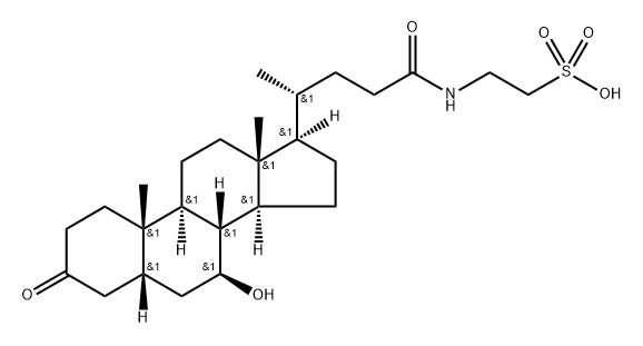 Ethanesulfonic acid, 2-[[(5β,7β)-7-hydroxy-3,24-dioxocholan-24-yl]amino]- Struktur