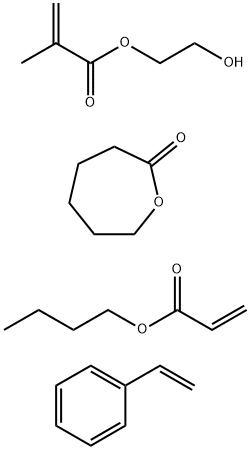 2-Methyl-2-propenoic acid 2-hydroxyethyl ester polymer with butyl 2-propenoate, ethenyl- benzene and 2-oxepanone, graft Struktur