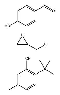 4-Hydroxybenzaldehyde polymer with (chloromethyl)oxirane and 2-(1,1-dimethylethyl)-5-methylphenol Struktur