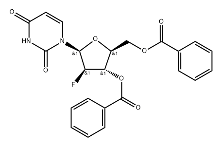 1-(3,5-Di-O-benzoyl-2-deoxy-2-fluoro-beta-L-arabinofuranosyl)-2,4(1H,3H)-pyrimidinedione Struktur