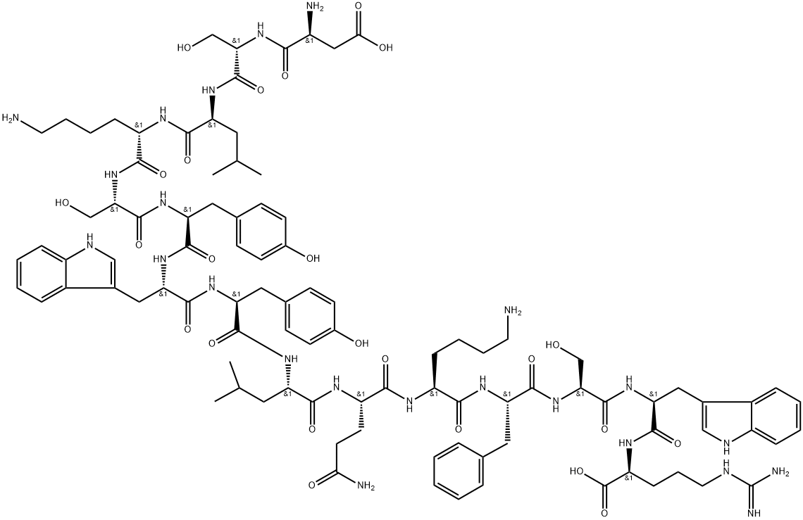 L-Arginine, L-α-aspartyl-L-seryl-L-leucyl-L-lysyl-L-seryl-L-tyrosyl-L-tryptophyl-L-tyrosyl-L-leucyl-L-glutaminyl-L-lysyl-L-phenylalanyl-L-seryl-L-tryptophyl- Struktur