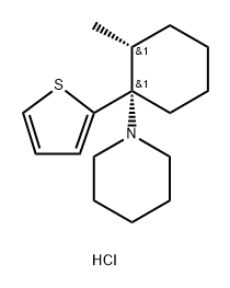 Piperidine, 1-[(1R,2S)-2-methyl-1-(2-thienyl)cyclohexyl]-, hydrochloride (1:1), rel- Struktur