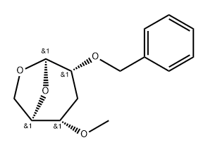 .beta.-D-ribo-Hexopyranose, 1,6-anhydro-3-deoxy-4-O-methyl-2-O-(phenylmethyl)- Struktur