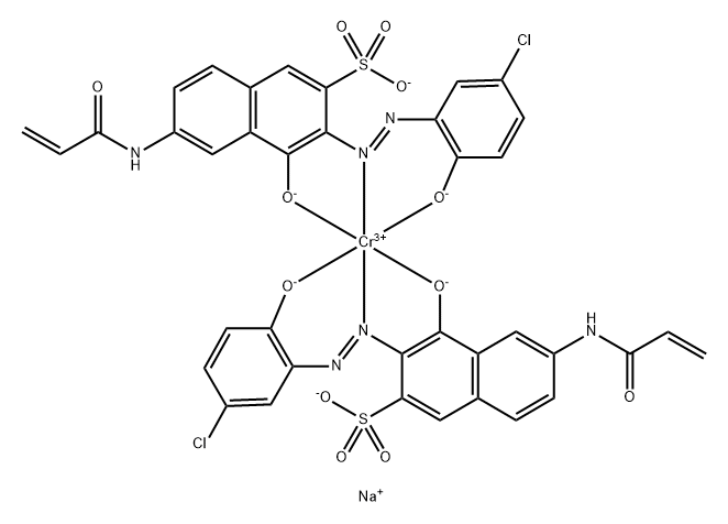 Chromate(3-), bis[3-[(5-chloro-2-hydroxyphenyl) azo]-4-hydroxy-6-[(1-oxo-2-propenyl)amino ]-2-naphthalenesulfonato(3-)]-, trisodium Struktur