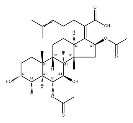 29-Nordammara-17(20),24-dien-21-oic acid, 6,16-bis(acetyloxy)-3,7-dihydroxy-, (3α,4α,6α,7β,8α,9β,13α,14β,16β,17Z)- Struktur