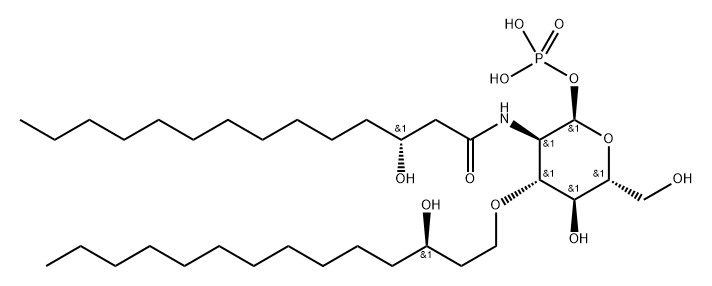 2-deoxy-2-(3-hydroxytetradecanamido)-3-O-(3-hydroxytetradecanyl)glucopyranosyl dihydrogen phosphate Struktur